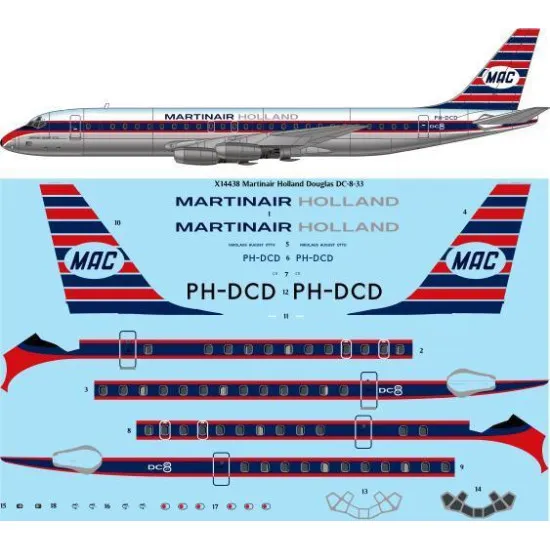 26Decals X14438 1/144 Martinair Holland Douglas DC-8-33 laser decal - for X-Scale kit