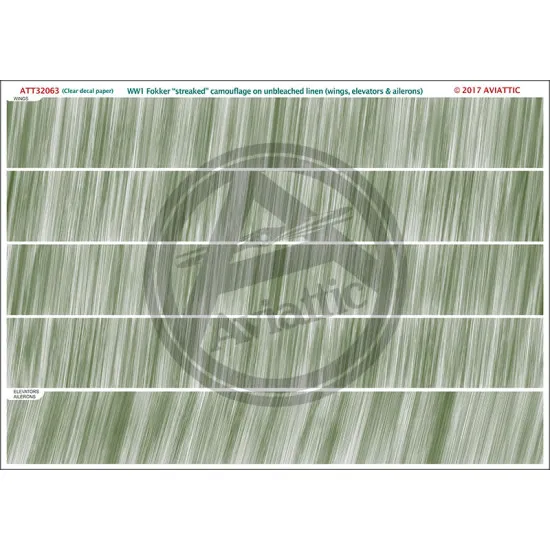 Aviattic ATT32063 1/32 (Clear decal paper) WW1 Fokker Streaked camouflage (wing application) on linen