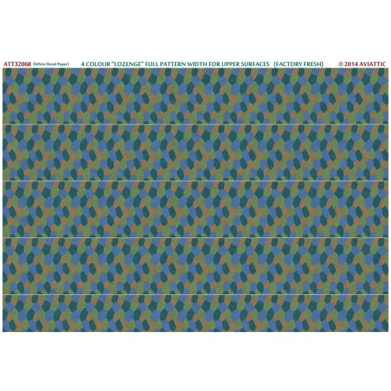 Aviattic ATT32068 1/32 (white decal paper) 4 colour lozenge full pattern width for upper surfaces (factory fresh)