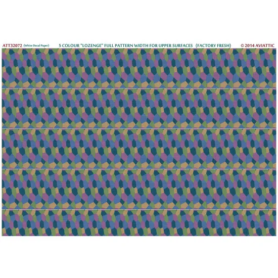 Aviattic ATT32072 1/32 (white decal paper) 5 colour lozenge full pattern width for upper surfaces (factory fresh)