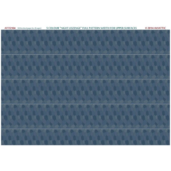 Aviattic ATT32104 1/32 (white decal paper for rib tapes) 5 colour night lozenge full pattern width for upper surfaces