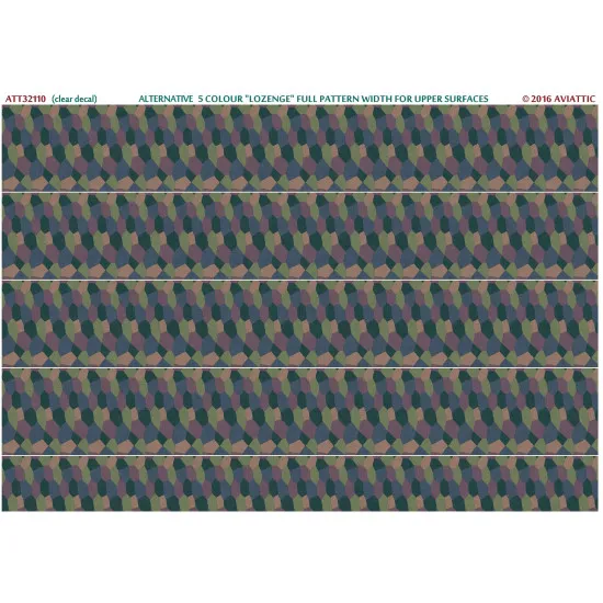 Aviattic ATT32110 1/32 (Clear decal paper) Alternative 5 colour lozenge full pattern width for upper surfaces