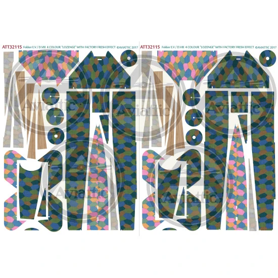 Aviattic Att32115 1/32 Fokker Ev/Dviii 4 Colour Lozenge Factory Fresh X 1 Sets