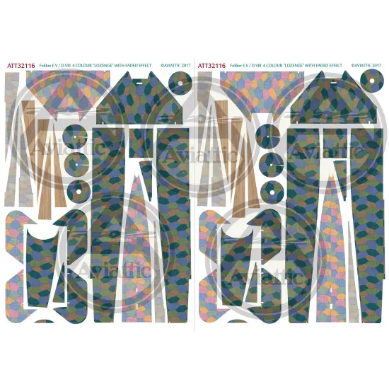 Aviattic Att32116 1/32 Fokker Ev/Dviii 4 Colour Lozenge Faded X 1 Sets Decal