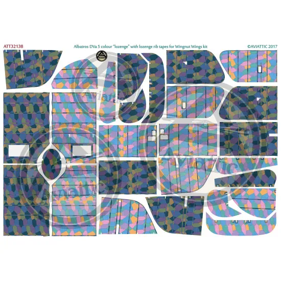 Aviattic ATT32138 1/32 Albatros Dva 5 colour lozenge with lozenge rib tapes for Wingnut Wings kit