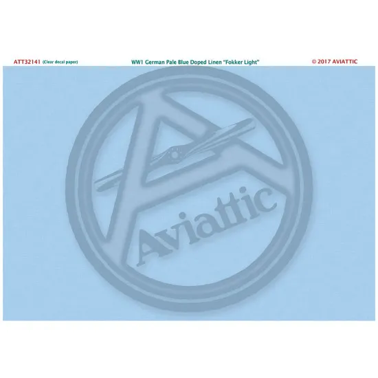 Aviattic ATT32141 1/32 (Clear decal paper) WW1 German pale blue doped linen Fokker Light