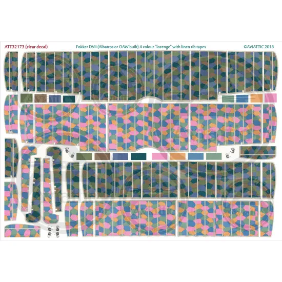 Aviattic ATT32173 1/32 Fokker DVII Albatros OAW 4 color lozenge linen rib tapes