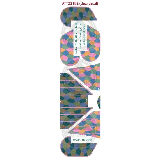 Aviattic ATT32182 1/32 Fokker DVII Albatros 4 color lozenge tail pink rib tapes