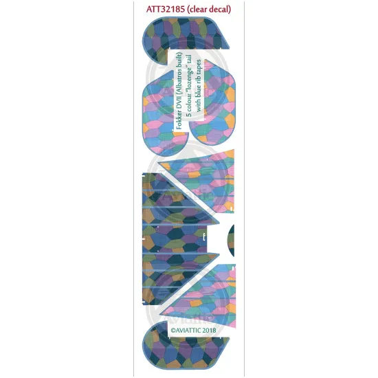Aviattic ATT32185 1/32 Fokker DVII Albatros 5 color lozenge tail blue rib tapes Aviattic ATT32185 1/32 Fokker DVII Albatros 5 color lozenge tail blue rib tapes