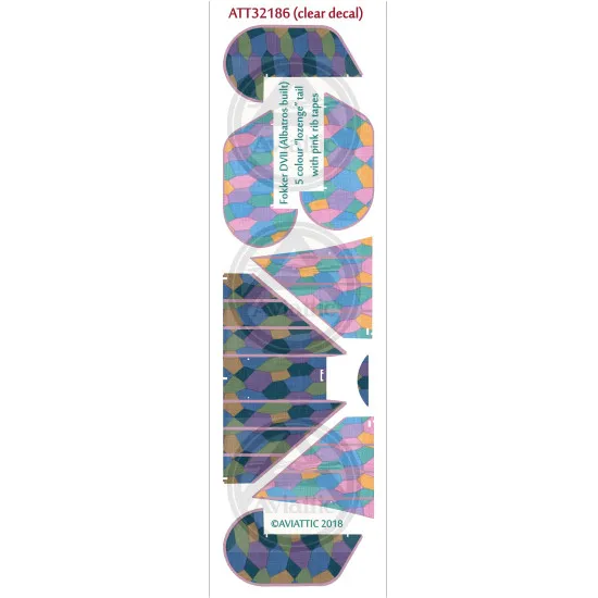 Aviattic ATT32186 1/32 Fokker DVII Albatros 5 colour lozenge tail pink rib tapes