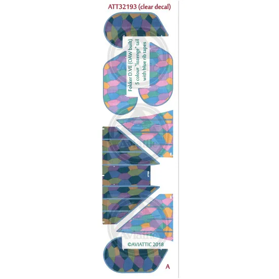 Aviattic ATT32193 1/32 Fokker DVII OAW 5 colour lozenge blue rib tapes decal