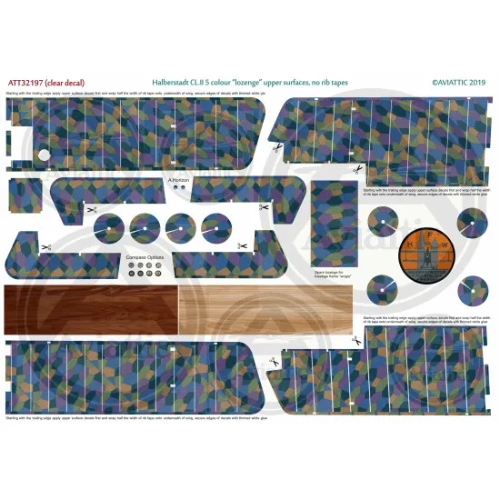 Aviattic ATT32197 1/32 Halberstadt CL.II 5 color lozenge no rib tapes decal