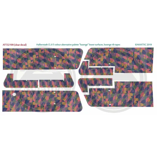 Aviattic ATT32199 1/32 Halberstadt CL.II 5 color alternative palette lozenge upper surfaces w/lozenge rib tapes