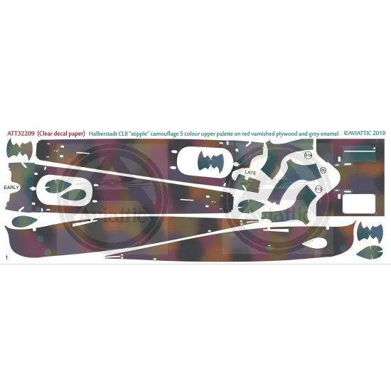 Aviattic ATT32209 1/32 Halberstadt CL.II Stipple camo 5 color red plywood decal Aviattic ATT32209 1/32 Halberstadt CL.II Stipple camo 5 color red plywood decal