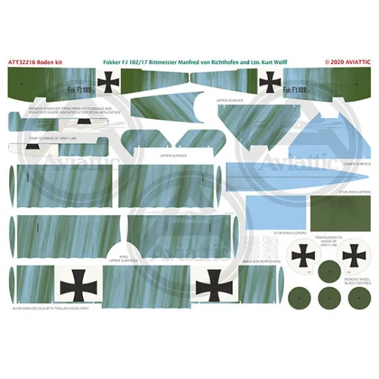 Aviattic ATT32216 1/32 Fokker F.I 102/17 Rittmeister Manfred von Richthofen & Ltn. Kurt Wolff