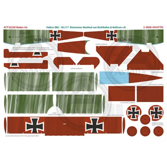 Aviattic ATT32220 1/32 Fokker Dr.I 161/17 Rittmeister Manfred von Richthofen