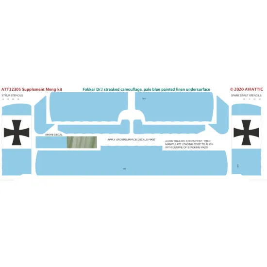 Aviattic ATT32305 1/32 Meng Fokker DR.I streaked camouflage pale blue linen
