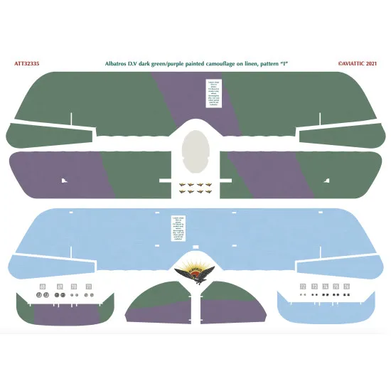 Aviattic ATT32335 1/32 Albatros DV dark green/purple painted camouflage on linen, pattern I