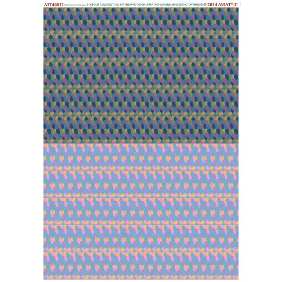 Aviattic ATT48012 1/48 (white decal paper for rib tapes) 5 colour lozenge full pattern width for upper and lower surfaces (factory fresh)