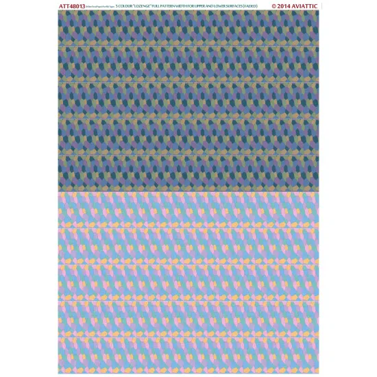 Aviattic ATT48013 1/48 (white decal paper for rib tapes) 5 colour lozenge full pattern width for upper and lower surfaces (factory fresh)