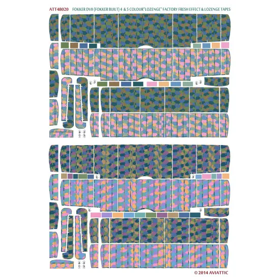 Aviattic ATT48020 1/48 Fokker DVII 4-5 color lozenge fresh effect tapes x2 decal
