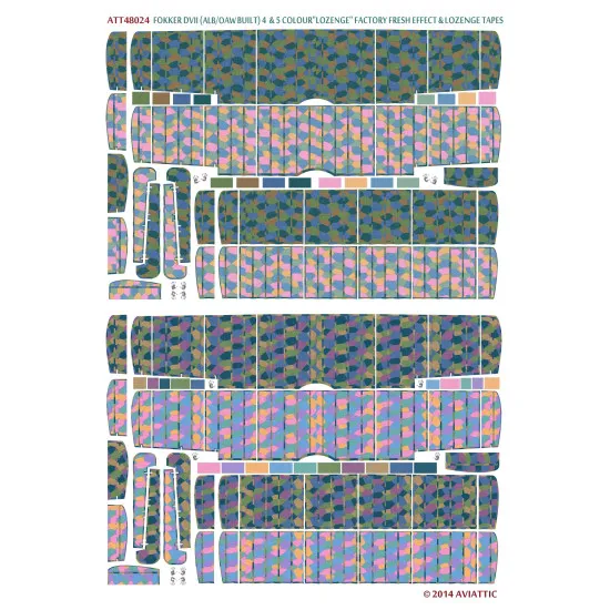 Aviattic ATT48024 1/48 Fokker DVII 4-5 color lozenge fresh effect tapes x2 decal