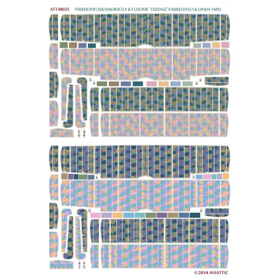 Aviattic ATT48025 1/48 Fokker DVII 4-5 color lozenge faded effect linen tapes x2