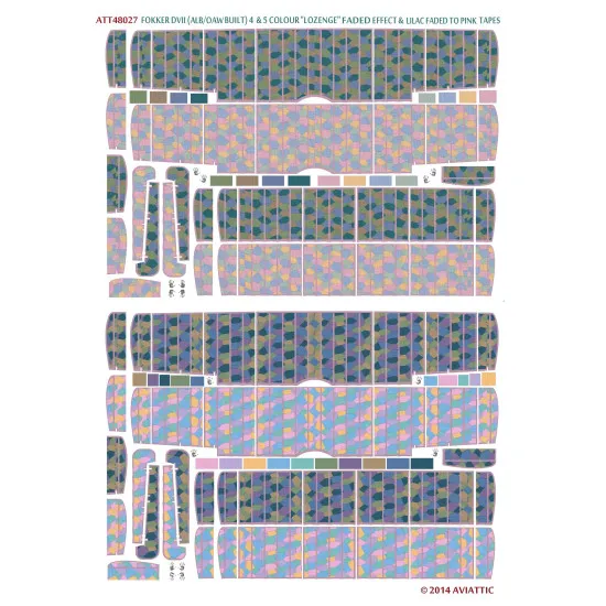 Aviattic ATT48027 1/48 Fokker DVII 4-5 color lozenge faded lilac to pink tape x2