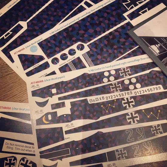 Aviattic ATT48066 1/48 AZ/Hippo kit Gotha GV 4 sheet set with 4 markings options on hand-painted Night lozenge