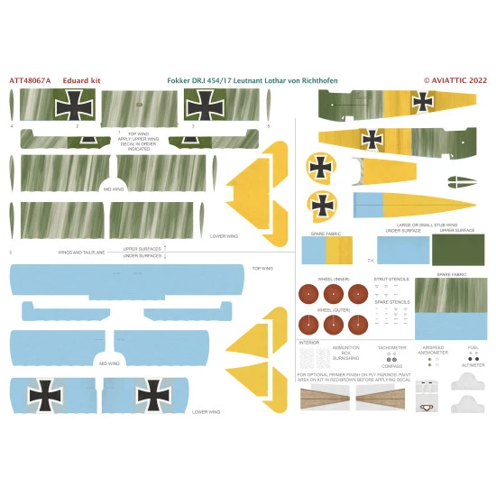 Aviattic ATT48067A 1/48 Fokker DR.I 454/17 Ltn. Lothar von Richthofen A decal