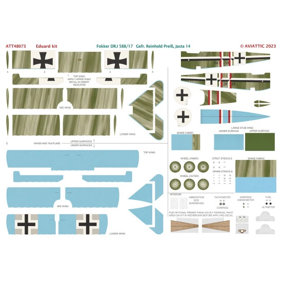 Aviattic ATT48073 1/48 Fokker DR.I 588/17 Gefreiter Reinhold Preiß, Jasta 14