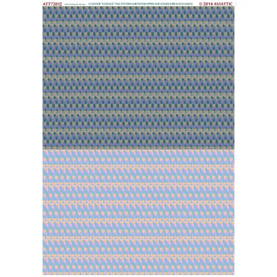 Aviattic ATT72012 1/72 (white decal paper for rib tapes) 5 colour lozenge full pattern width for upper and lower surfaces (factory fresh)