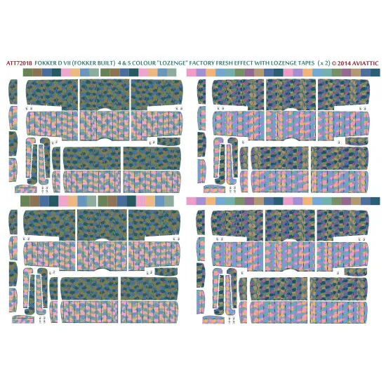 Aviattic ATT72018 1/72 Fokker DVII 4 & 5 color lozenge fresh effect tapes x4