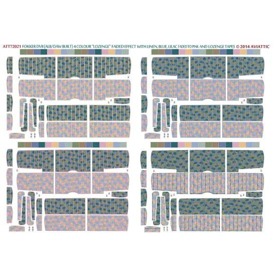 Aviattic ATT72021 1/72 Fokker DVII 4 color lozenge faded effect linen tapes x4
