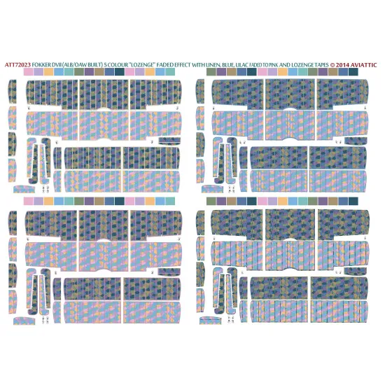 Aviattic ATT72023 1/72 Fokker DVII 5 color lozenge faded effect linen tapes x4
