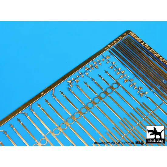 Black Dog E35005 1/35 Iron gate with fence (16 cm long)