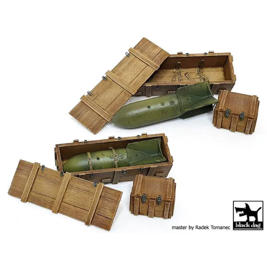 Black Dog F32106 1/32 WW II Luftwaffe bombs SC250 + crate boxes