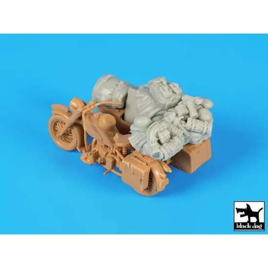 Black Dog T48070 1/48 German motorcycle + sidecar for Tamiya
