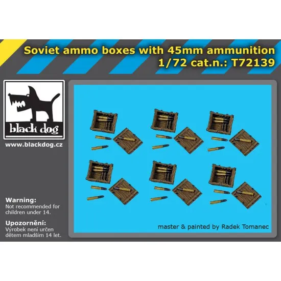 Black Dog T72139 1/72 Soviet ammo boxes with 45 mm ammunition