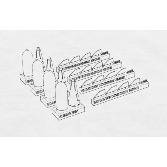 Brengun BRL32035 1/32 US bomb 250-lb AN-M57A1 resin set of US bombs (4pcs)