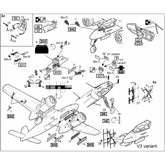 Brengun BRL72277 1/72 Focke Wulf Ta-154 (Hasegawa kit) PE set for Hasegawa kit