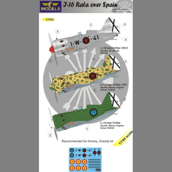 LF Models C4412 1/144 I-16 Rata over Spain