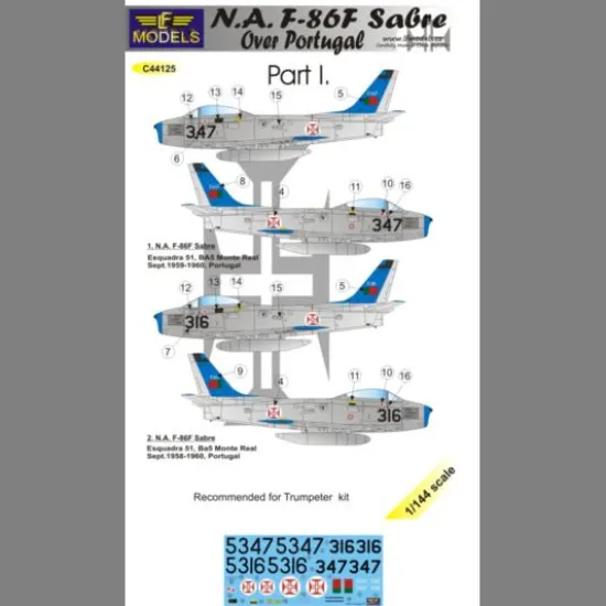 LF Models C44125 1/144 N.A. F-86F Sabre Over Portugal Part I.
