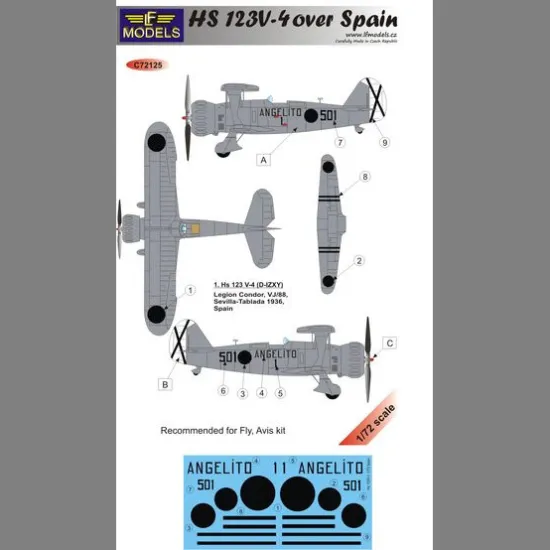 LF Models C72125 1/72 Henschel Hs 123V-4 over Spain