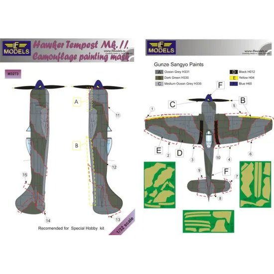 LF Models M3273 1/32 Hawker Tempest Mk.II Camouflage Painting Mask