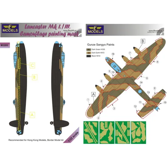 LF Models M3285 1/32 Lancaster Mk.I. / III. Camouflage Painting Mask