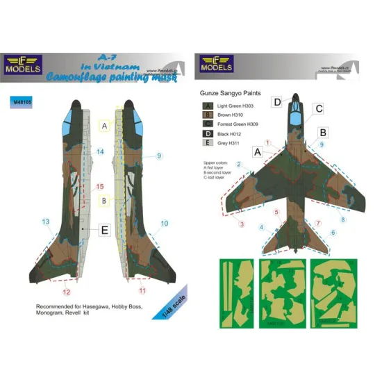 LF Models M48105 1/48 Vought A-7 Corsair II in Vietnam Camouflage Painting Mask