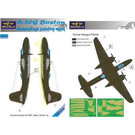 LF Models M48110 1/48 A-20G Boston Camouflage Painting Mask