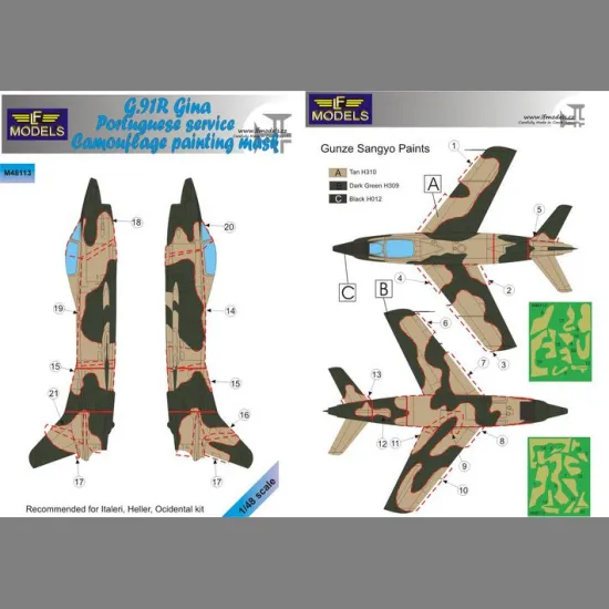 LF Models M48113 1/48 G.91R Gina Portuguese service Camouflage Painting Mask