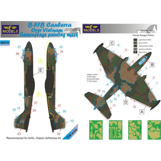 LF Models M48115 1/48 B-57B Canberra over Vietnam Camouflage Painting Mask